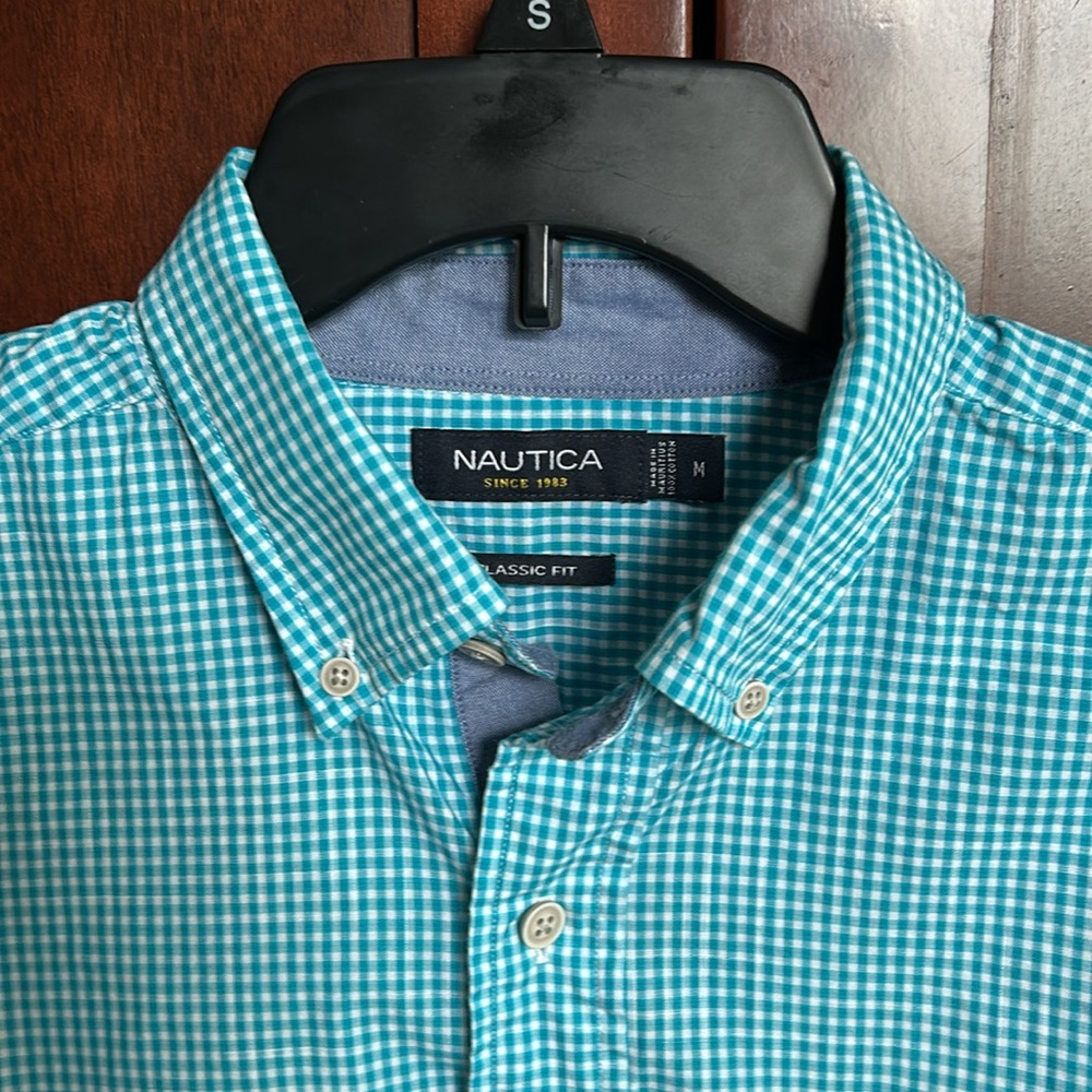 Nautica Men's Blue Checkered Shirt Classic Fit - M